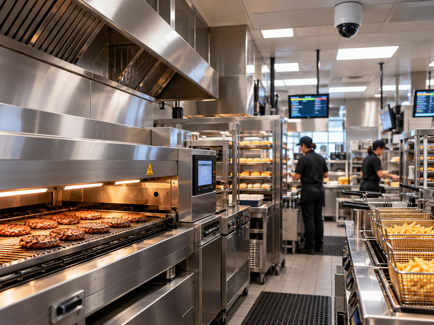 AI cooking time monitoring in restaurant kitchen